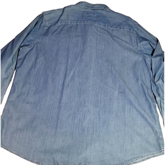 Clairborne Denim Chambray Button Up Long Sleeve Shirt Men Sz XXL Blue Pockets - Picture 2 of 6